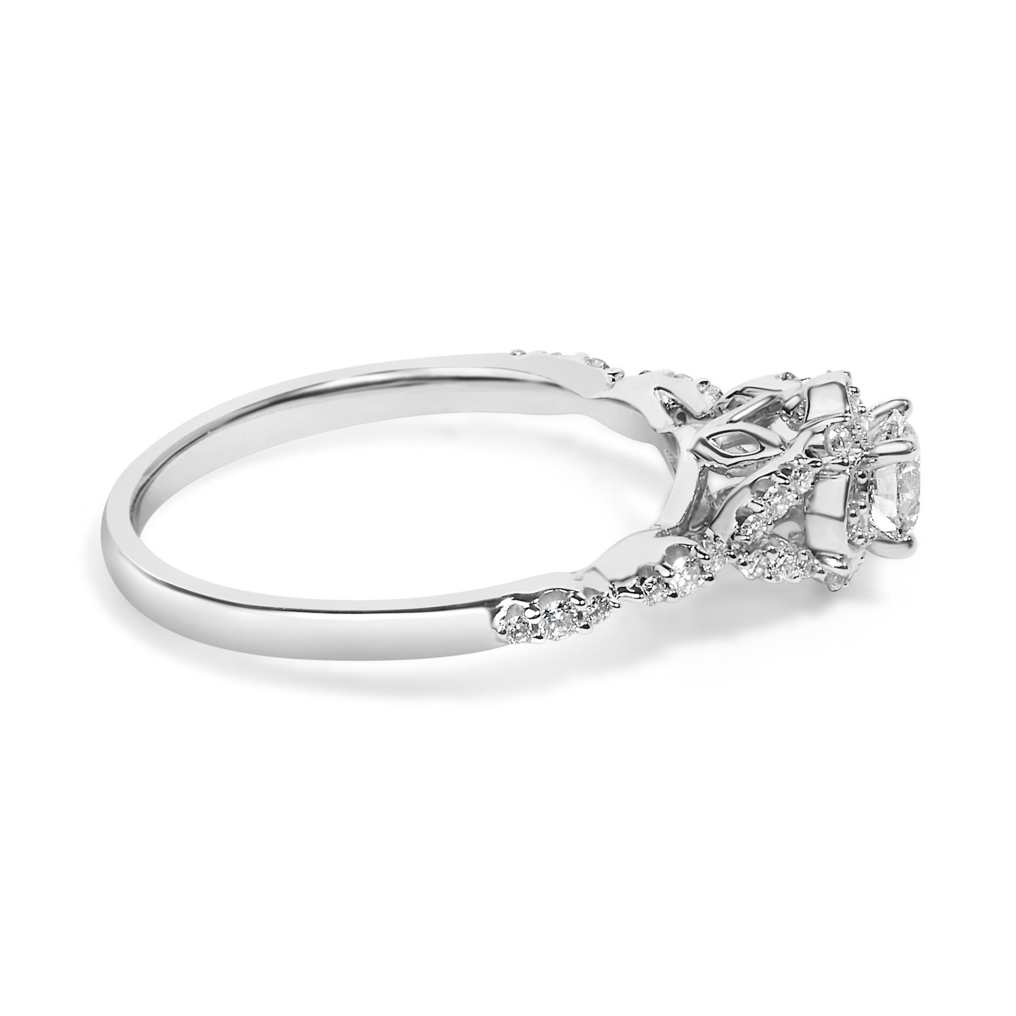 14K White Gold 1/2 Cttw Lab Grown Diamond Vintage Style Engagement Ring (F-G Color, VS1-VS2 Clarity)-1
