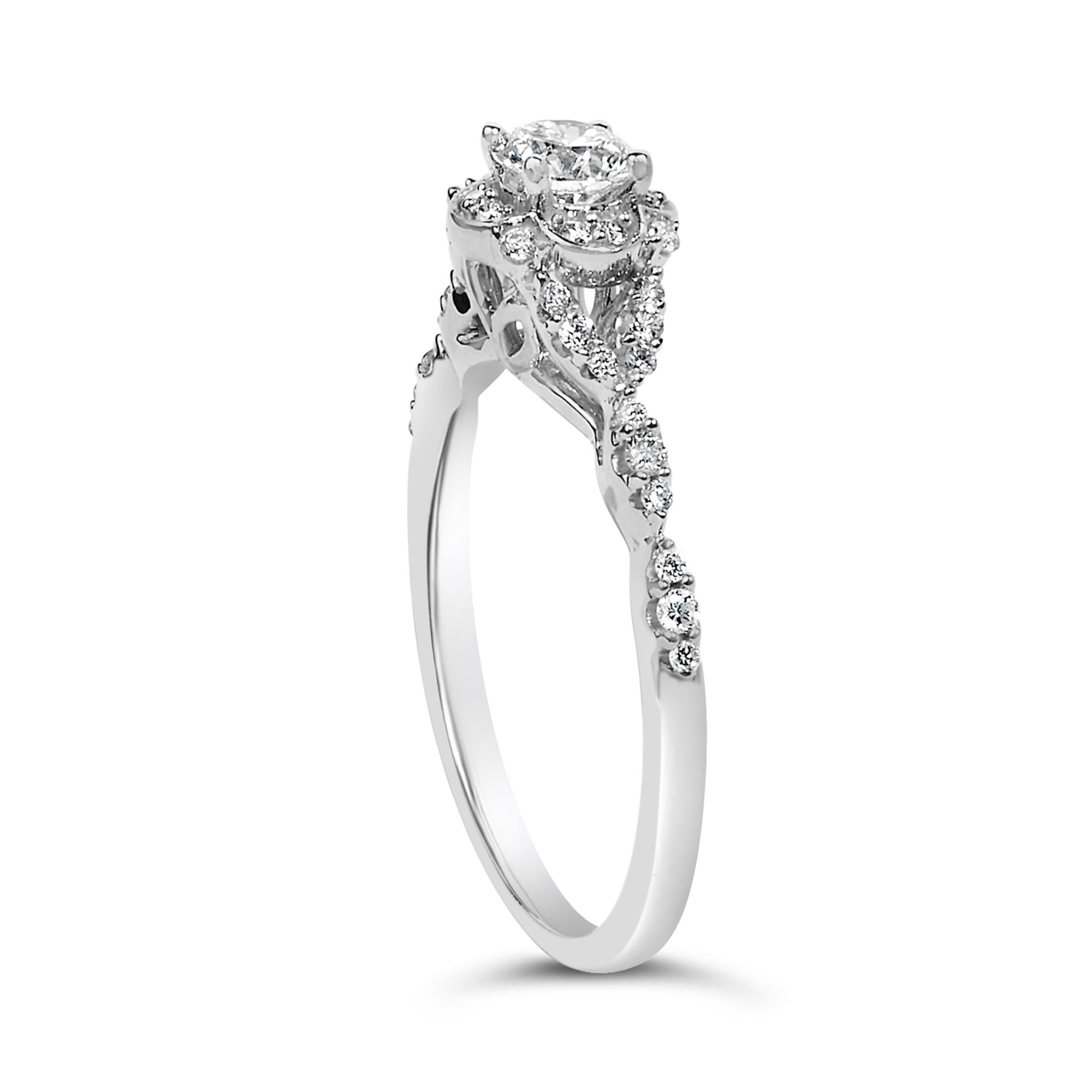 14K White Gold 1/2 Cttw Lab Grown Diamond Vintage Style Engagement Ring (F-G Color, VS1-VS2 Clarity)-3
